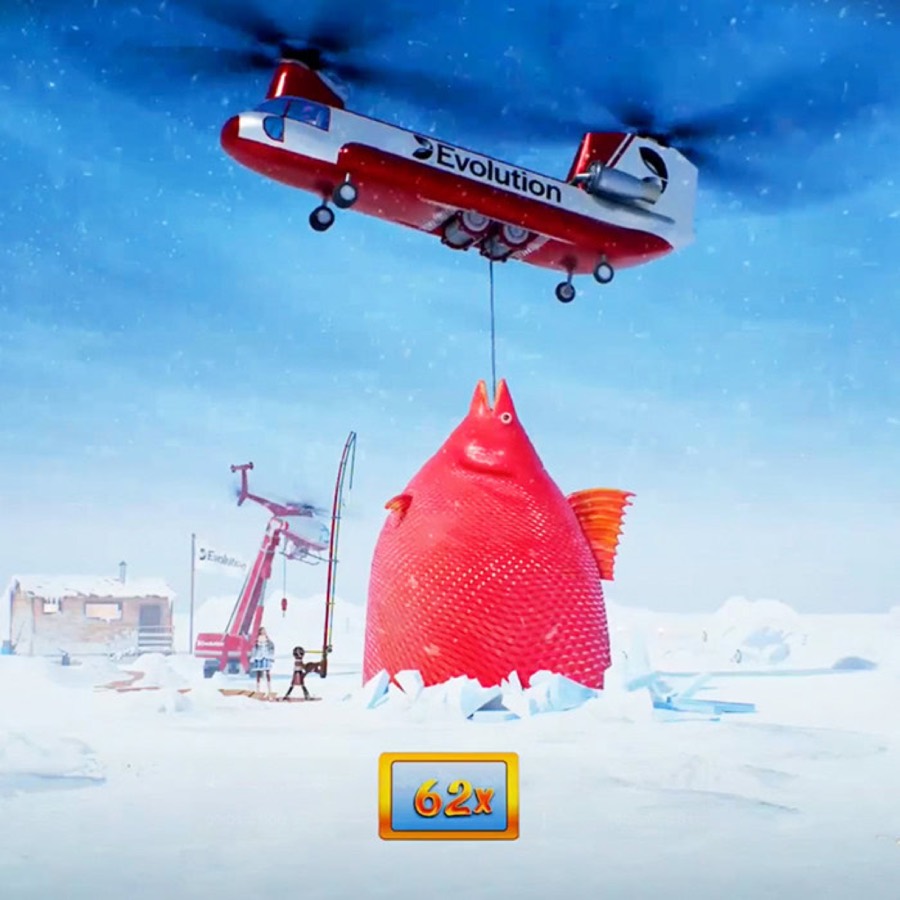 Ice Fishing live game interface with vertical wheel and betting controls